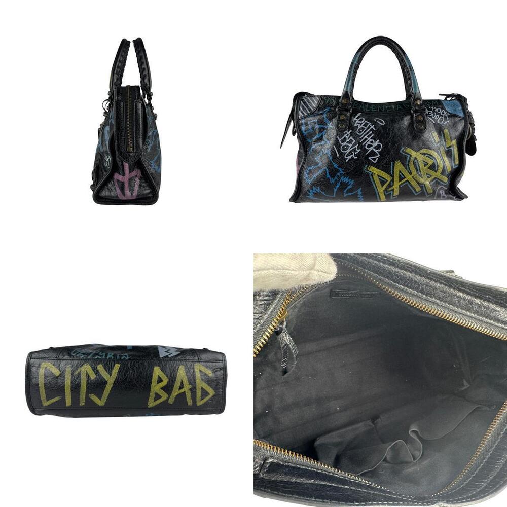 Balenciaga Leather Graffiti Black City Bag Shoulder Multicolor Classic